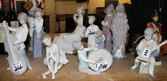 11 figures various, LLadro, Nao, etc